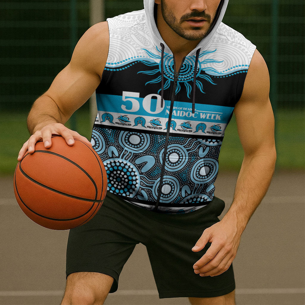Sharks NAIDOC Week Personalised Sleeveless Zip Hoodie Aboriginal Torres Strait Islanders Vibe