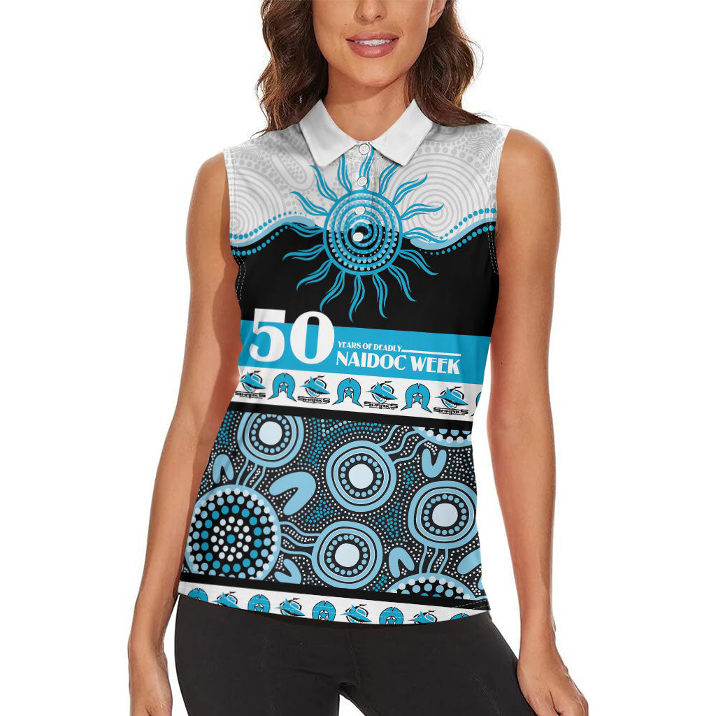 Sharks NAIDOC Week Personalised Women Sleeveless Polo Shirt Aboriginal Torres Strait Islanders Vibe