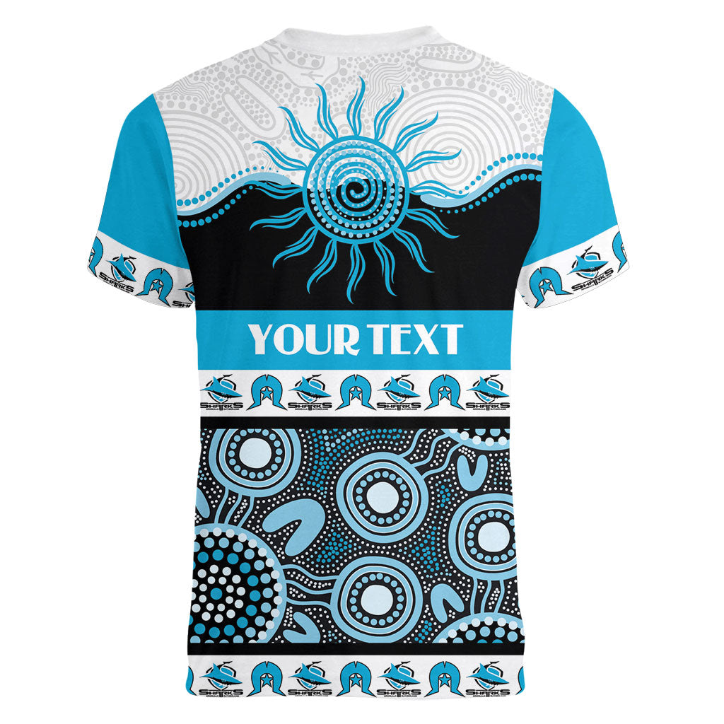 Sharks NAIDOC Week Personalised Women V-Neck T-Shirt Aboriginal Torres Strait Islanders Vibe