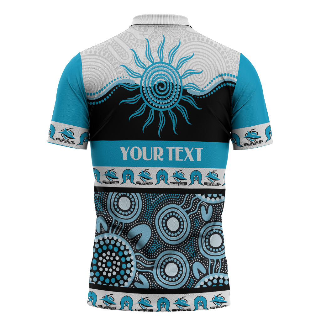 Sharks NAIDOC Week Personalised Zipper Polo Shirt Aboriginal Torres Strait Islanders Vibe