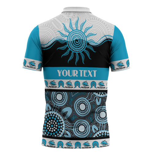 Sharks NAIDOC Week Personalised Zipper Polo Shirt Aboriginal Torres Strait Islanders Vibe