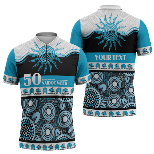 Sharks NAIDOC Week Personalised Zipper Polo Shirt Aboriginal Torres Strait Islanders Vibe