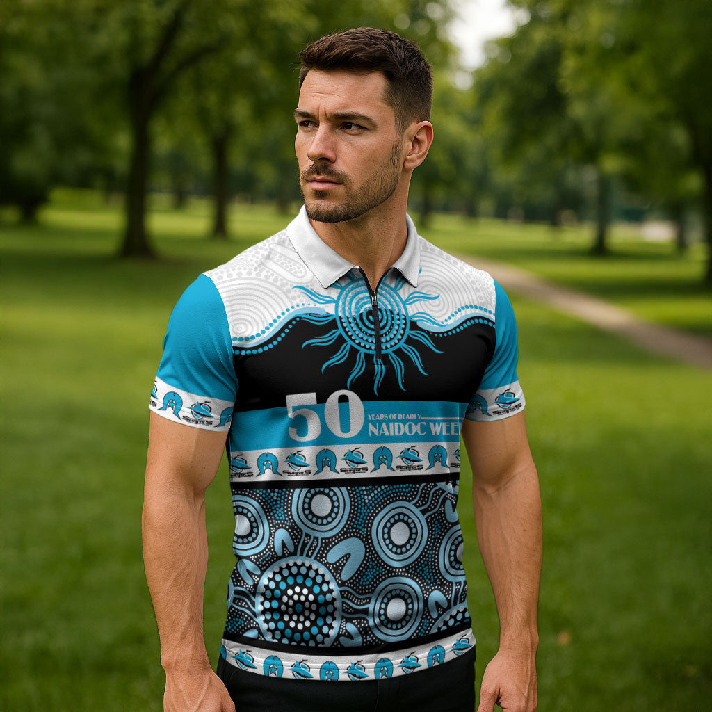 Sharks NAIDOC Week Personalised Zipper Polo Shirt Aboriginal Torres Strait Islanders Vibe