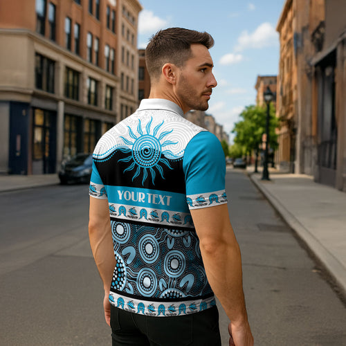 Sharks NAIDOC Week Personalised Zipper Polo Shirt Aboriginal Torres Strait Islanders Vibe