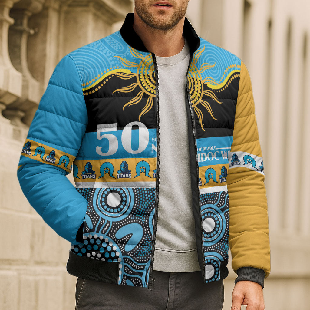 Titans NAIDOC Week Personalised Bomber Puffer Jacket Aboriginal Torres Strait Islanders Vibe