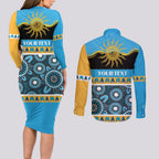 Titans NAIDOC Week Personalised Couples Matching Long Sleeve Bodycon Dress and Long Sleeve Button Shirt Aboriginal Torres Strait Islanders Vibe