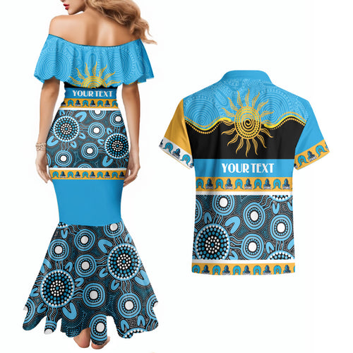 Titans NAIDOC Week Personalised Couples Matching Mermaid Dress and Hawaiian Shirt Aboriginal Torres Strait Islanders Vibe