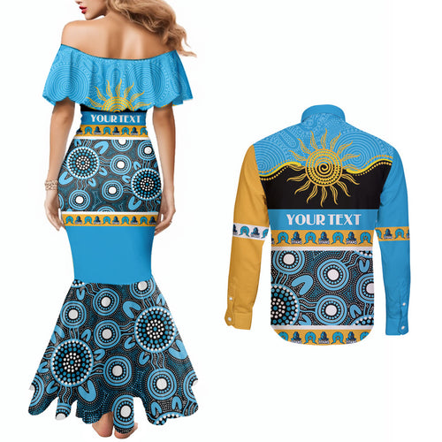 Titans NAIDOC Week Personalised Couples Matching Mermaid Dress and Long Sleeve Button Shirt Aboriginal Torres Strait Islanders Vibe