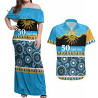 Titans NAIDOC Week Personalised Couples Matching Off Shoulder Maxi Dress and Hawaiian Shirt Aboriginal Torres Strait Islanders Vibe