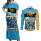 Titans NAIDOC Week Personalised Couples Matching Off Shoulder Maxi Dress and Long Sleeve Button Shirt Aboriginal Torres Strait Islanders Vibe