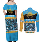 Titans NAIDOC Week Personalised Couples Matching Off Shoulder Maxi Dress and Long Sleeve Button Shirt Aboriginal Torres Strait Islanders Vibe