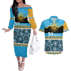 Titans NAIDOC Week Personalised Couples Matching Off The Shoulder Long Sleeve Dress and Hawaiian Shirt Aboriginal Torres Strait Islanders Vibe