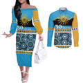 Titans NAIDOC Week Personalised Couples Matching Off The Shoulder Long Sleeve Dress and Long Sleeve Button Shirt Aboriginal Torres Strait Islanders Vibe