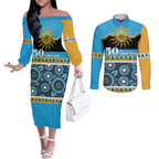 Titans NAIDOC Week Personalised Couples Matching Off The Shoulder Long Sleeve Dress and Long Sleeve Button Shirt Aboriginal Torres Strait Islanders Vibe