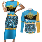 Titans NAIDOC Week Personalised Couples Matching Short Sleeve Bodycon Dress and Long Sleeve Button Shirt Aboriginal Torres Strait Islanders Vibe