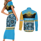 Titans NAIDOC Week Personalised Couples Matching Short Sleeve Bodycon Dress and Long Sleeve Button Shirt Aboriginal Torres Strait Islanders Vibe