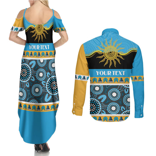 Titans NAIDOC Week Personalised Couples Matching Summer Maxi Dress and Long Sleeve Button Shirt Aboriginal Torres Strait Islanders Vibe
