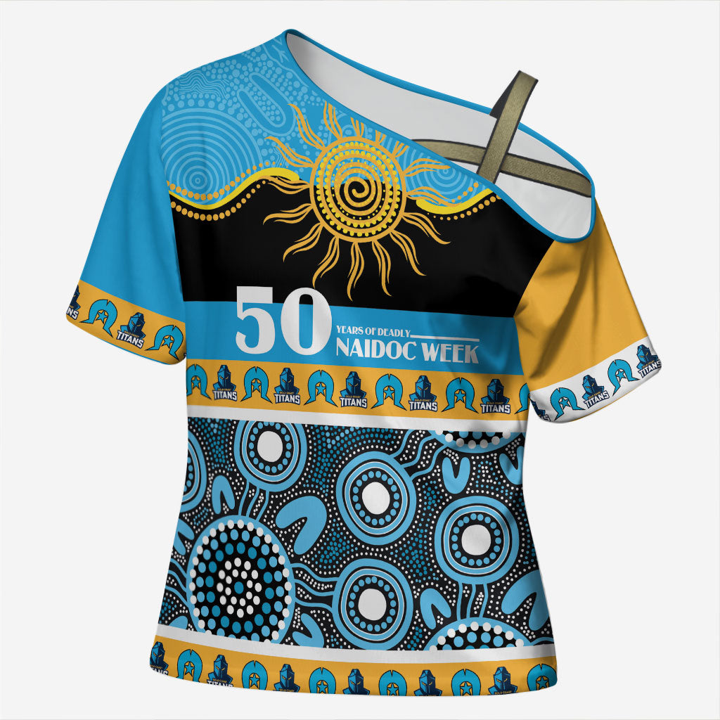 Titans NAIDOC Week Personalised Cross Shoulder Shirt Aboriginal Torres Strait Islanders Vibe