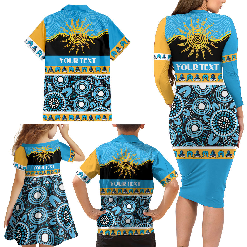 Titans NAIDOC Week Personalised Family Matching Long Sleeve Bodycon Dress and Hawaiian Shirt Aboriginal Torres Strait Islanders Vibe