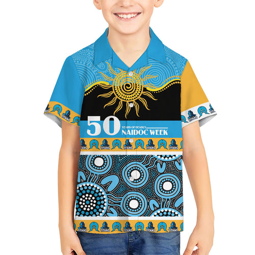 Titans NAIDOC Week Personalised Family Matching Long Sleeve Bodycon Dress and Hawaiian Shirt Aboriginal Torres Strait Islanders Vibe