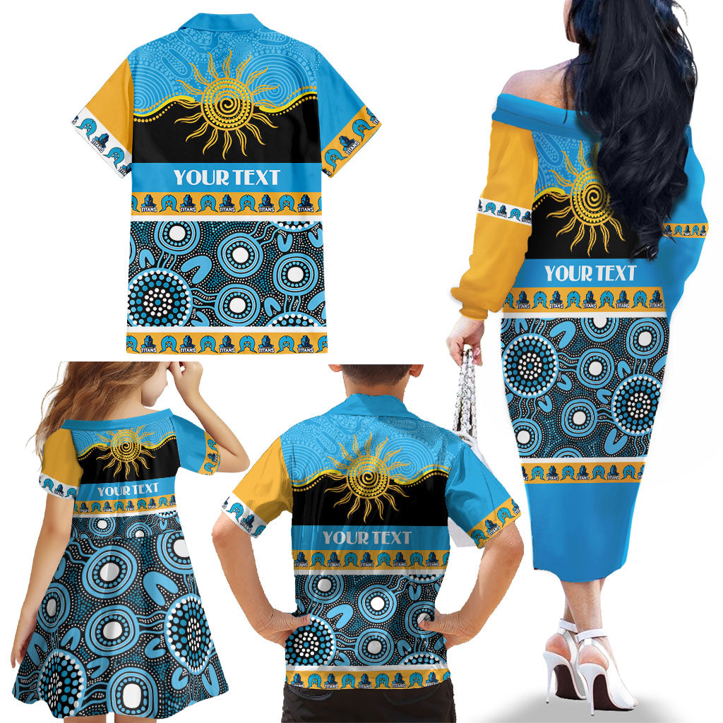 Titans NAIDOC Week Personalised Family Matching Off The Shoulder Long Sleeve Dress and Hawaiian Shirt Aboriginal Torres Strait Islanders Vibe