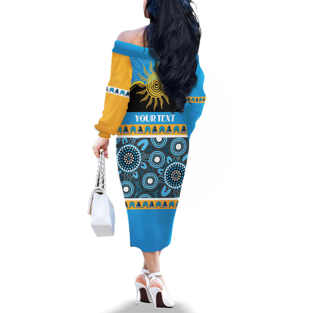 Titans NAIDOC Week Personalised Family Matching Off The Shoulder Long Sleeve Dress and Hawaiian Shirt Aboriginal Torres Strait Islanders Vibe