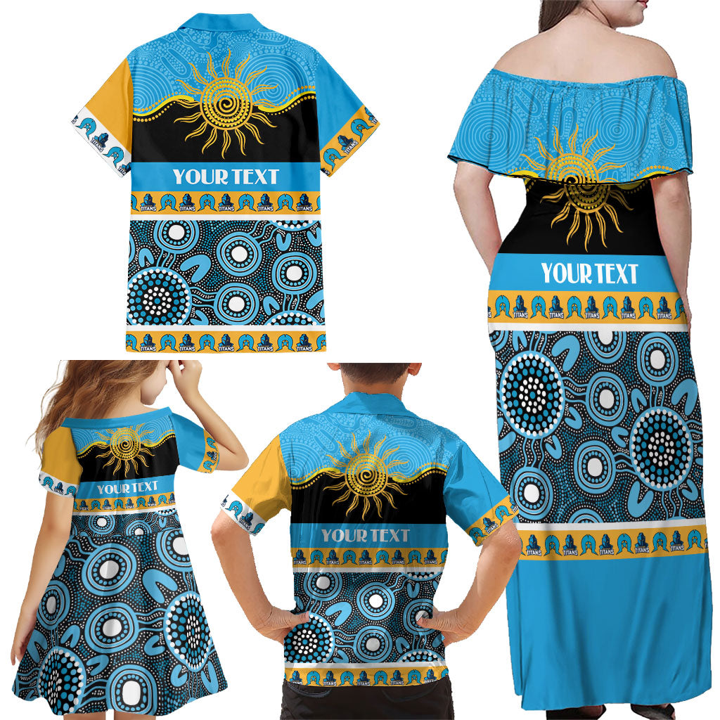Titans NAIDOC Week Personalised Family Matching Off Shoulder Maxi Dress and Hawaiian Shirt Aboriginal Torres Strait Islanders Vibe