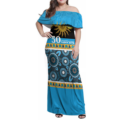 Titans NAIDOC Week Personalised Family Matching Off Shoulder Maxi Dress and Hawaiian Shirt Aboriginal Torres Strait Islanders Vibe