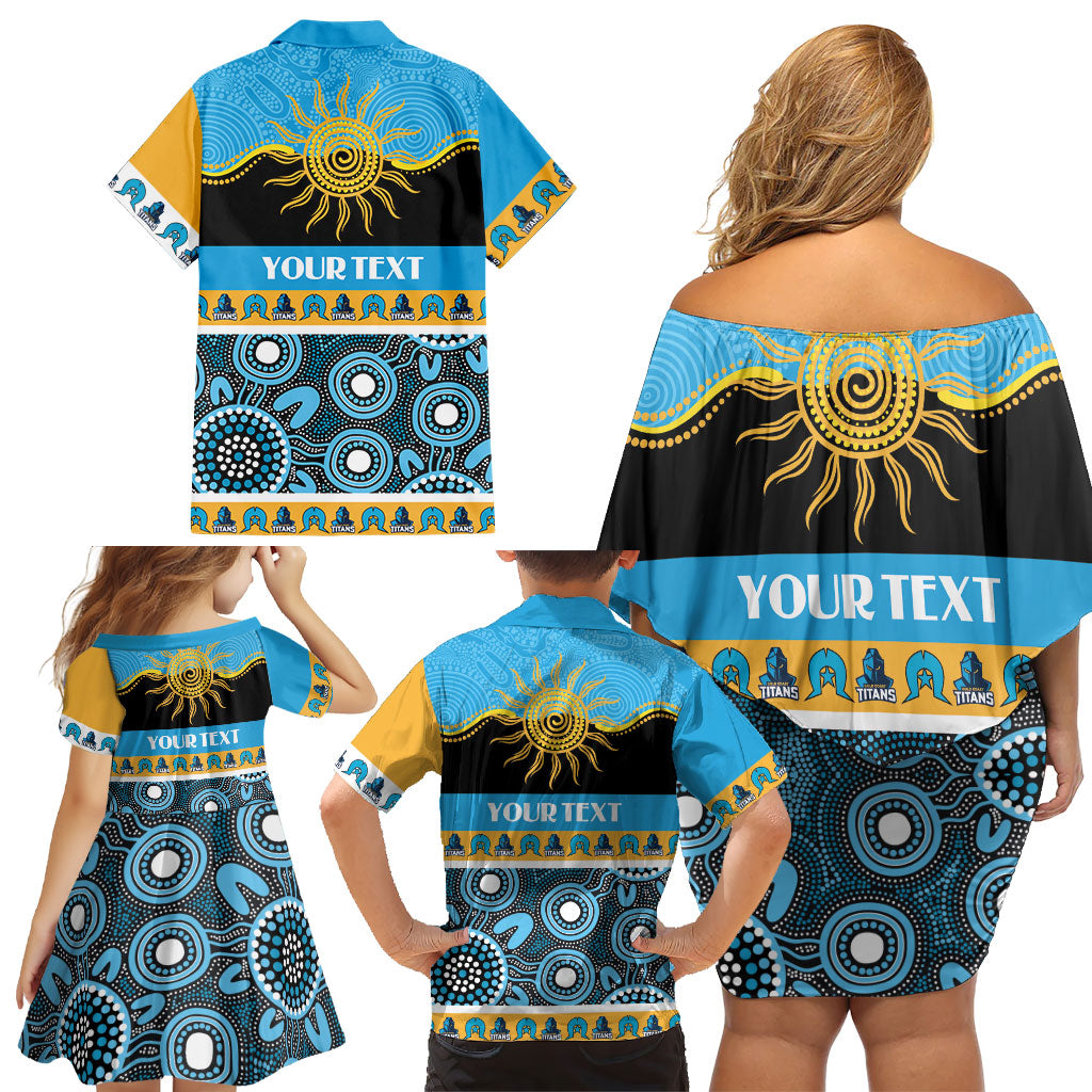 Titans NAIDOC Week Personalised Family Matching Off Shoulder Short Dress and Hawaiian Shirt Aboriginal Torres Strait Islanders Vibe