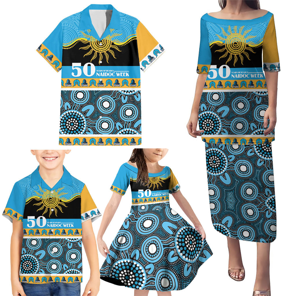 Titans NAIDOC Week Personalised Family Matching Puletasi and Hawaiian Shirt Aboriginal Torres Strait Islanders Vibe