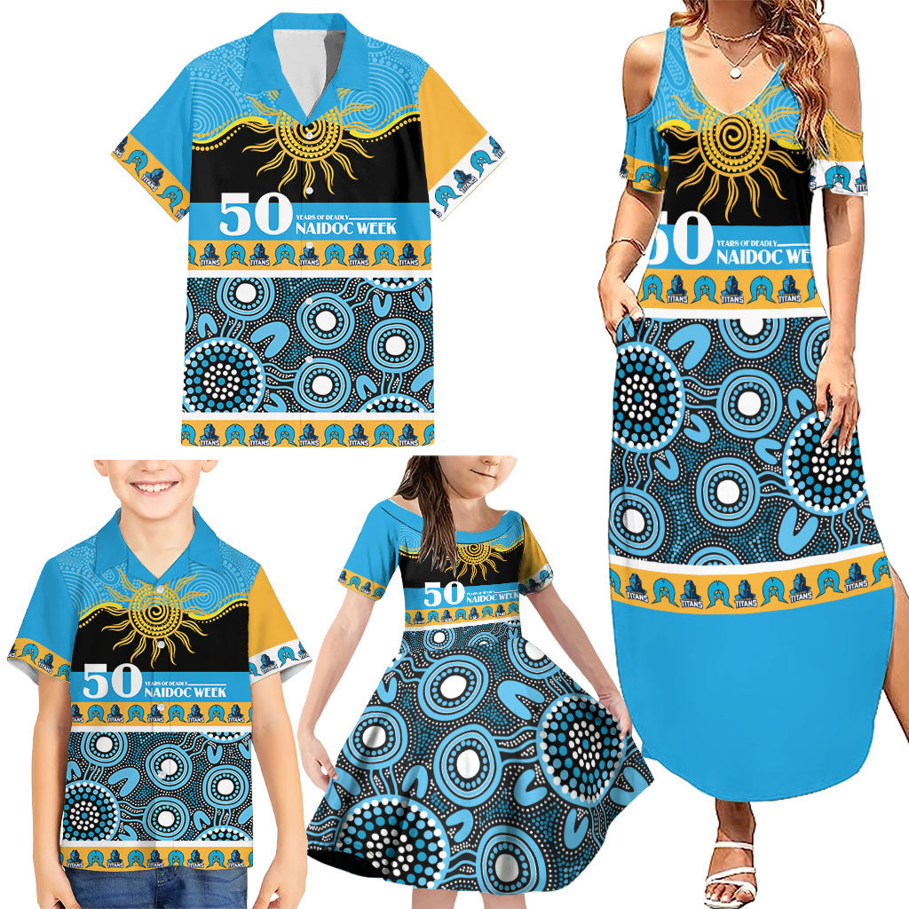 Titans NAIDOC Week Personalised Family Matching Summer Maxi Dress and Hawaiian Shirt Aboriginal Torres Strait Islanders Vibe