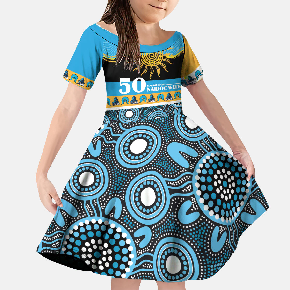 Titans NAIDOC Week Personalised Kid Short Sleeve Dress Aboriginal Torres Strait Islanders Vibe