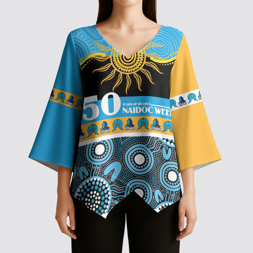 Titans NAIDOC Week Personalised Kimono Sleeve Blouse Aboriginal Torres Strait Islanders Vibe
