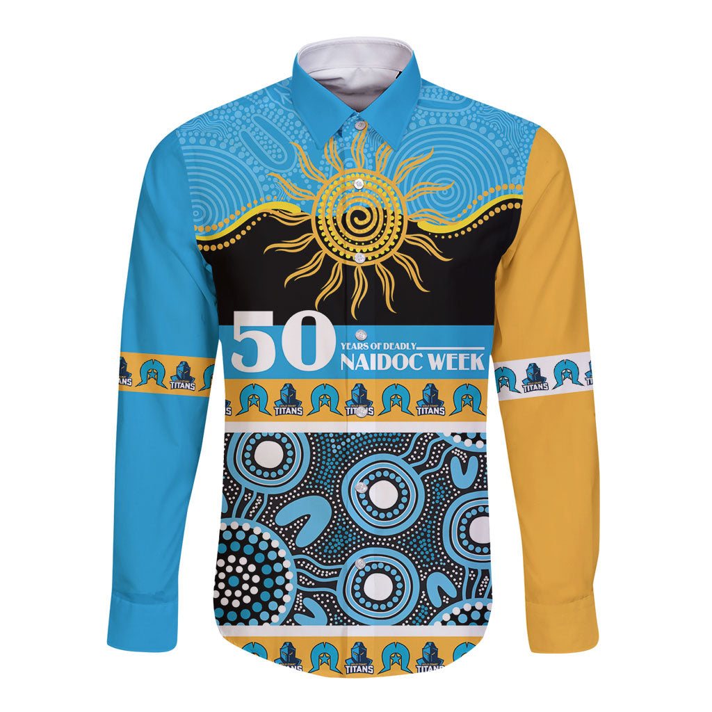 Titans NAIDOC Week Personalised Long Sleeve Button Shirt Aboriginal Torres Strait Islanders Vibe
