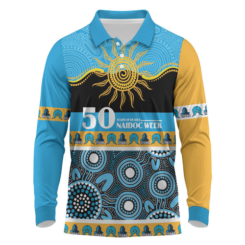 Titans NAIDOC Week Personalised Long Sleeve Polo Shirt Aboriginal Torres Strait Islanders Vibe