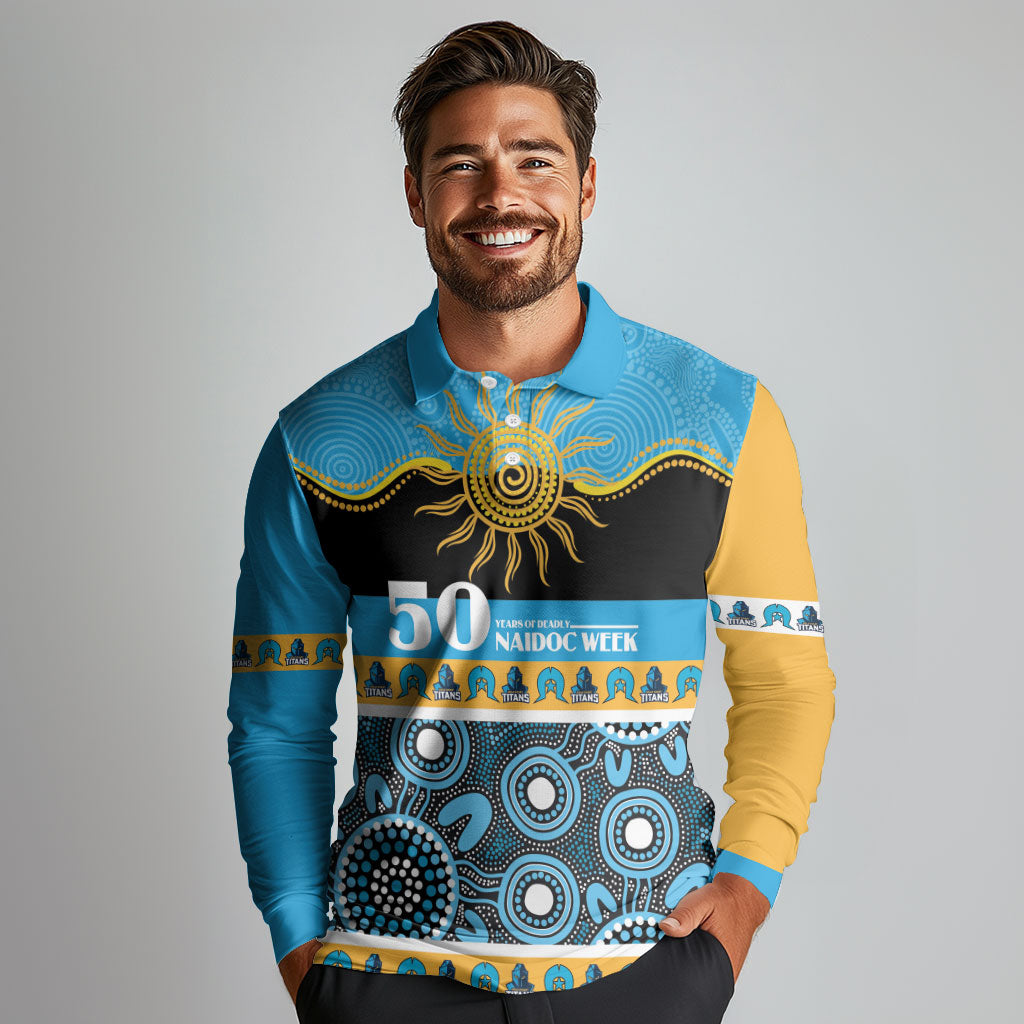 Titans NAIDOC Week Personalised Long Sleeve Polo Shirt Aboriginal Torres Strait Islanders Vibe