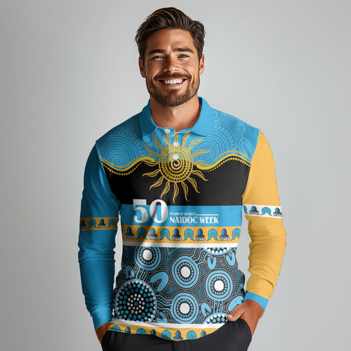 Titans NAIDOC Week Personalised Long Sleeve Polo Shirt Aboriginal Torres Strait Islanders Vibe