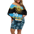 Titans NAIDOC Week Personalised Off Shoulder Short Dress Aboriginal Torres Strait Islanders Vibe