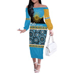 Titans NAIDOC Week Personalised Off The Shoulder Long Sleeve Dress Aboriginal Torres Strait Islanders Vibe
