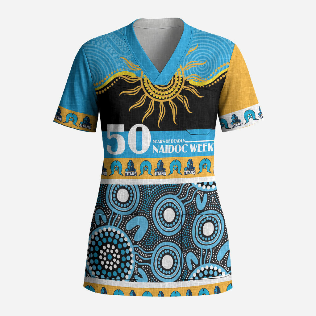 Titans NAIDOC Week Personalised Scrub Top Aboriginal Torres Strait Islanders Vibe