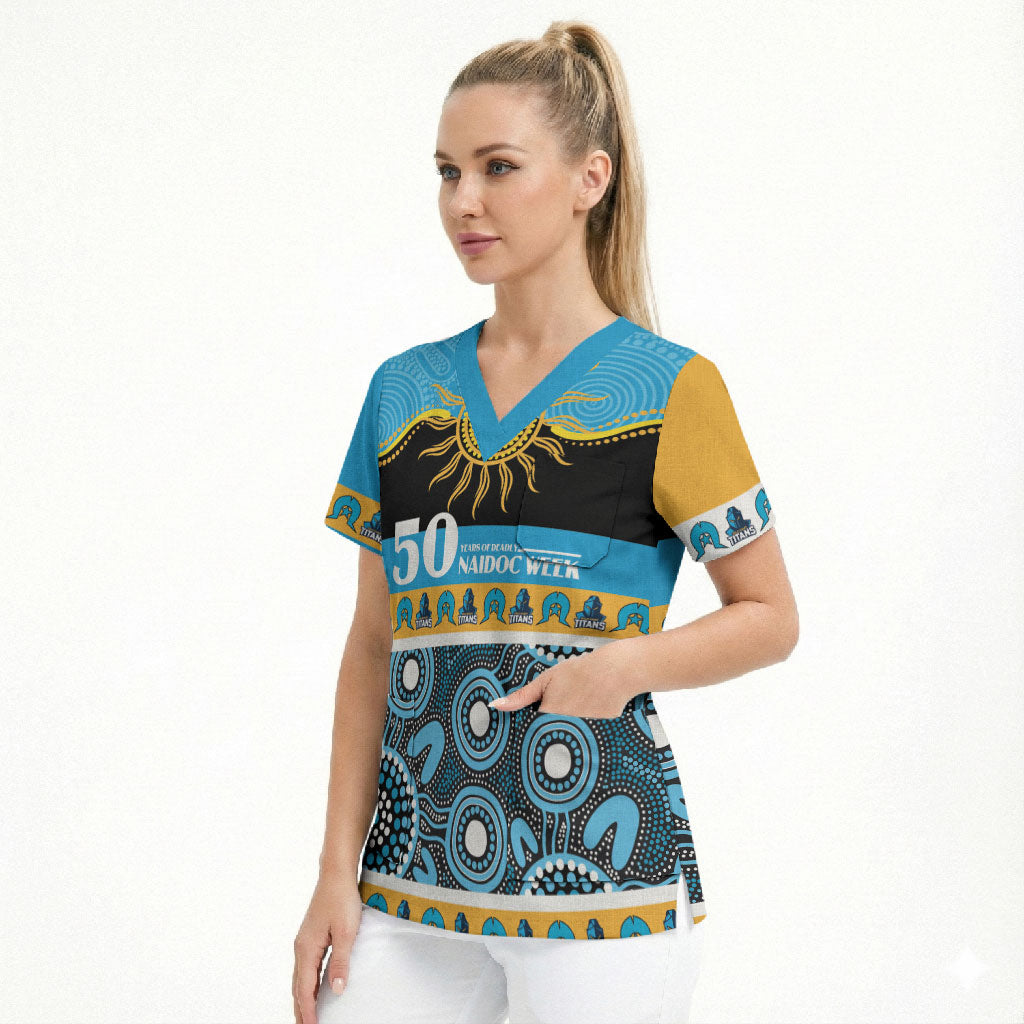 Titans NAIDOC Week Personalised Scrub Top Aboriginal Torres Strait Islanders Vibe