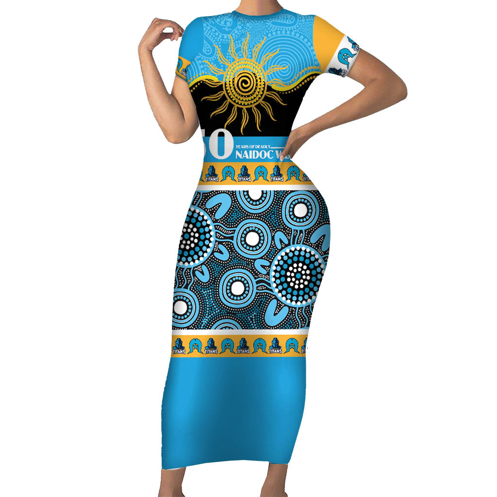 Titans NAIDOC Week Personalised Short Sleeve Bodycon Dress Aboriginal Torres Strait Islanders Vibe
