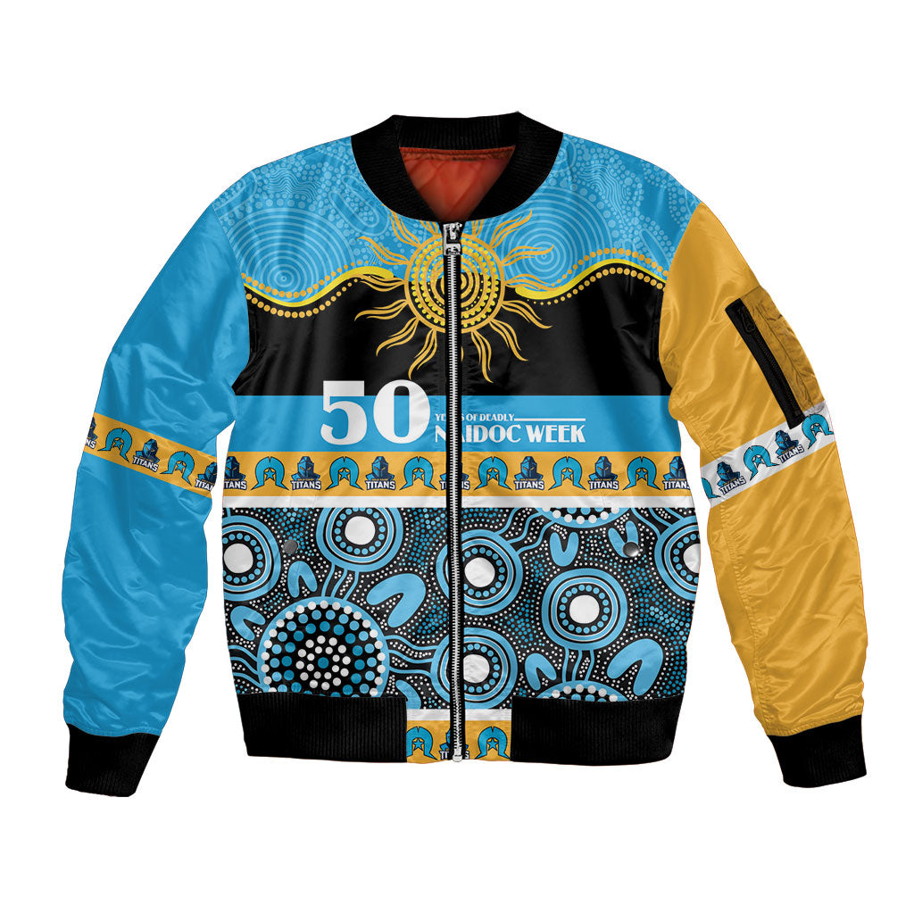 Titans NAIDOC Week Personalised Sleeve Zip Bomber Jacket Aboriginal Torres Strait Islanders Vibe
