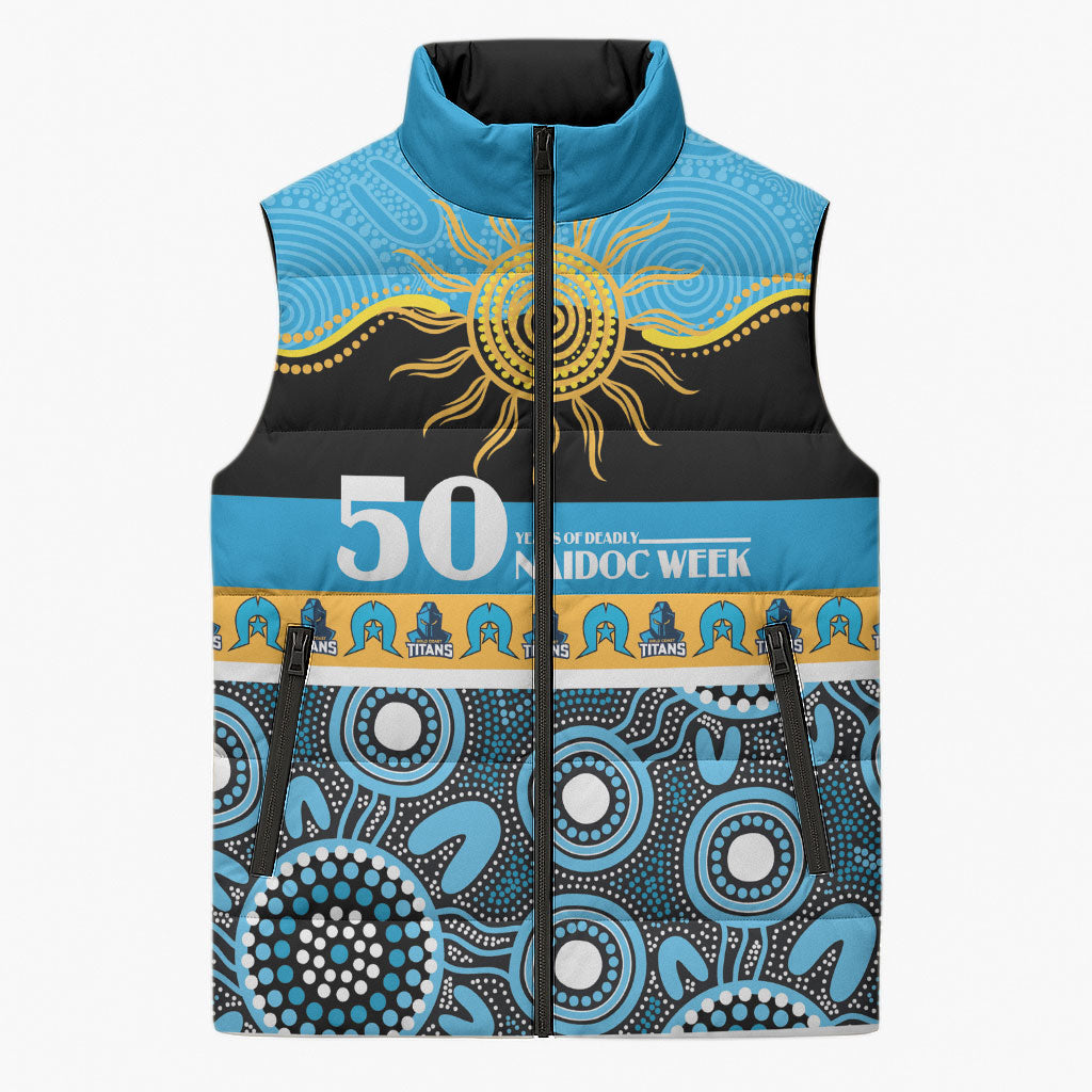 Titans NAIDOC Week Personalised Sleeveless Puffer Jacket Aboriginal Torres Strait Islanders Vibe