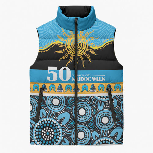 Titans NAIDOC Week Personalised Sleeveless Puffer Jacket Aboriginal Torres Strait Islanders Vibe
