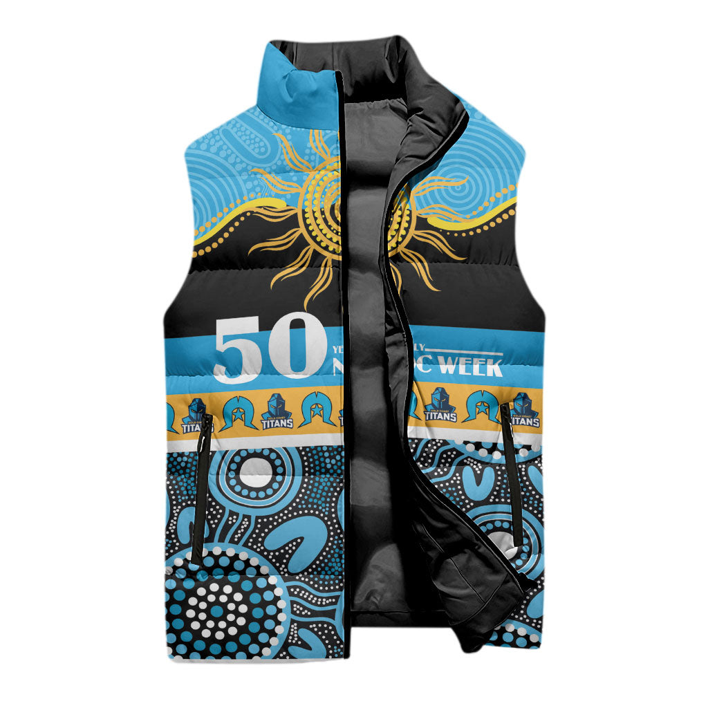 Titans NAIDOC Week Personalised Sleeveless Puffer Jacket Aboriginal Torres Strait Islanders Vibe