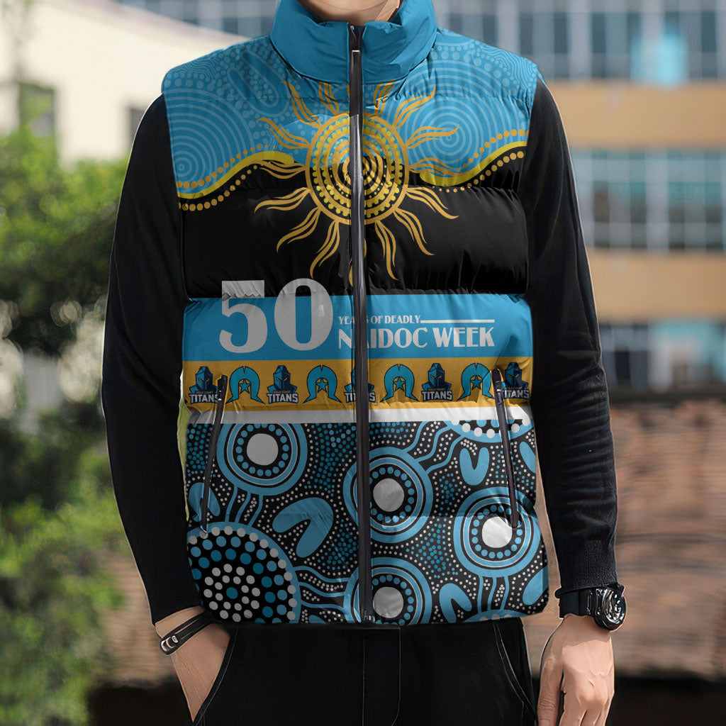 Titans NAIDOC Week Personalised Sleeveless Puffer Jacket Aboriginal Torres Strait Islanders Vibe