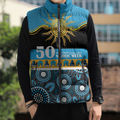 Titans NAIDOC Week Personalised Sleeveless Puffer Jacket Aboriginal Torres Strait Islanders Vibe
