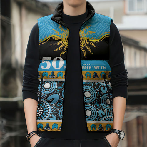 Titans NAIDOC Week Personalised Sleeveless Puffer Jacket Aboriginal Torres Strait Islanders Vibe