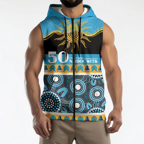 Titans NAIDOC Week Personalised Sleeveless Zip Hoodie Aboriginal Torres Strait Islanders Vibe